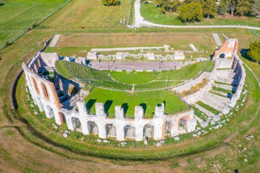 İtalyan kenti Gubbio 'da Romano Tiyatrosu.