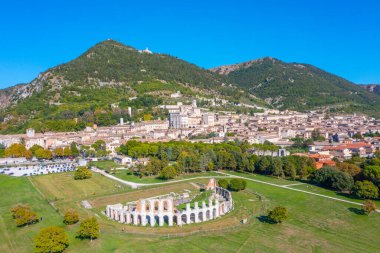 İtalyan kenti Gubbio Panorama Manzarası.