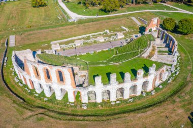 İtalyan kenti Gubbio 'da Romano Tiyatrosu.