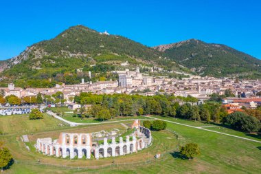 İtalyan kenti Gubbio Panorama Manzarası.