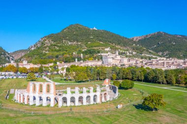 İtalyan kenti Gubbio Panorama Manzarası.