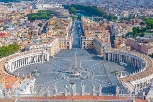 Aerial view of Saint Peter square in Vatican.