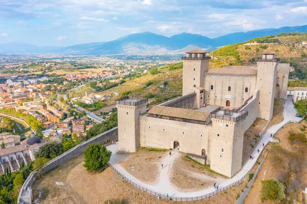 Vue Aérienne Château Rocca Albornoziana Spoleto Italie — Photo
