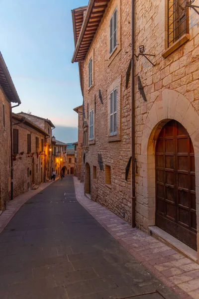 Sunset Narrow Street Old Town Assisi Italy — Stock Photo, Image