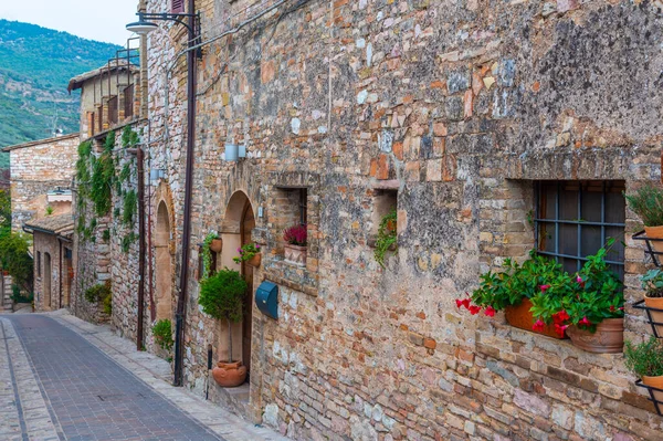 Narrow Street Old Town Spello Italy — 스톡 사진