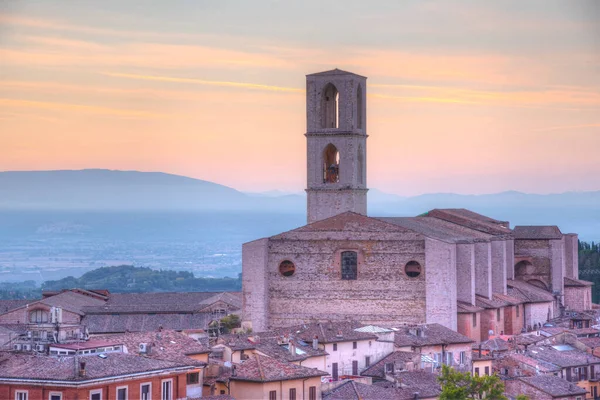 Sunrise Aerial View Convent San Domenico Perugia Italy — 스톡 사진