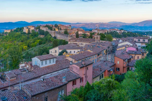 Porta Sole, İtalya 'dan Perugia' nın gün batımı manzarası.