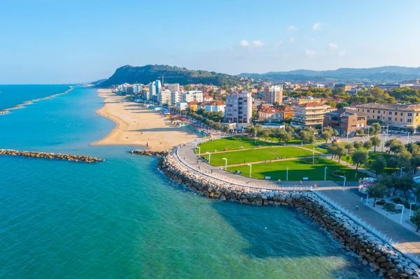 Luchtfoto Van Het Strand Italiaanse Stad Pesaro — Stockfoto