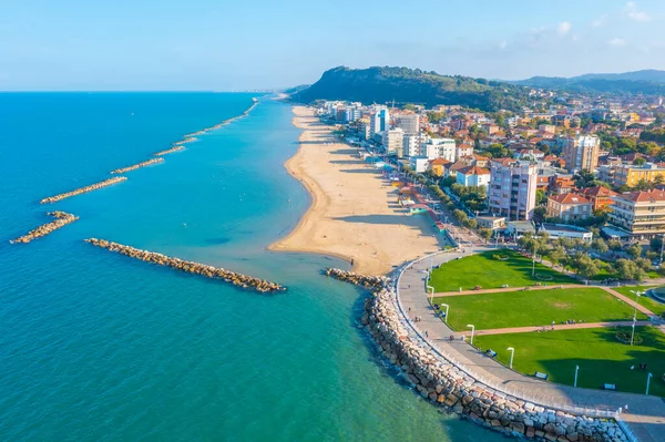 Luchtfoto Van Het Strand Italiaanse Stad Pesaro — Stockfoto