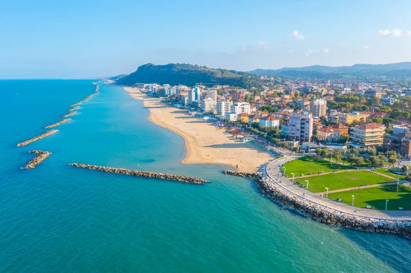 Luchtfoto Van Het Strand Italiaanse Stad Pesaro — Stockfoto