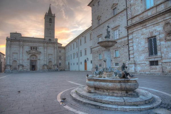 Sunrise View Cathedral Italian Town Ascoli Piceno — Stock Photo, Image