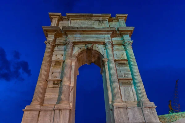 Night View Arco Traiano Italian Port Ancona — Stock Photo, Image