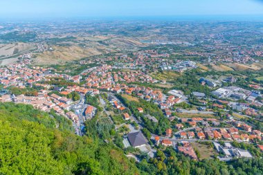 Valdragone 'un San Marino' daki hava manzarası..