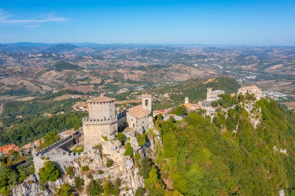 Vista Aérea San Marino Com Torre Guaita — Fotografia de Stock