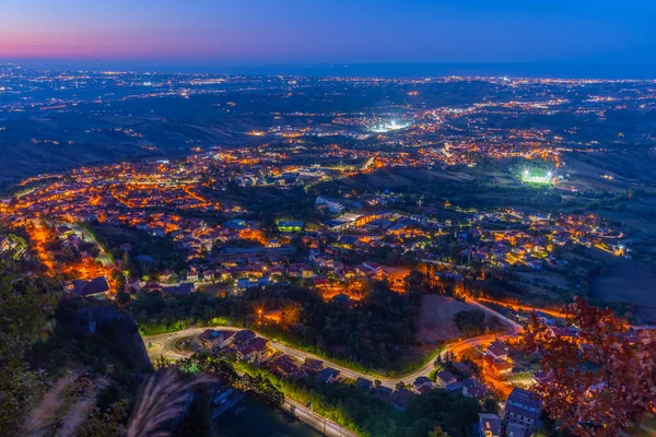 Natt Antenn Utsikt Över Valdragone San Marino — Stockfoto