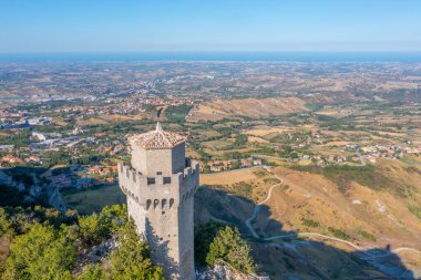 San Marino 'nun Montale Kulesi Panorama Manzarası.