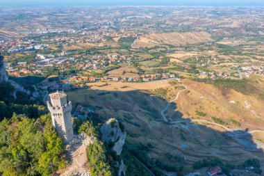San Marino 'nun Montale Kulesi Panorama Manzarası.