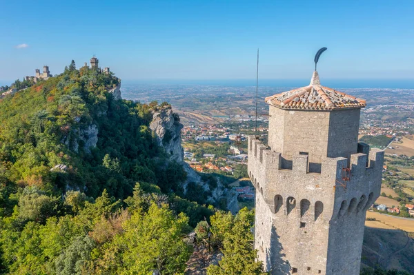 San Marino 'nun Montale Kulesi Panorama Manzarası.