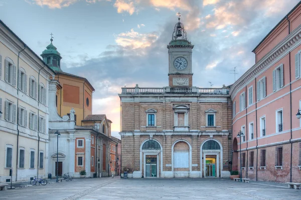 Napkelte Kilátás Piazza Del Popolo Olasz Város Ravenna — Stock Fotó