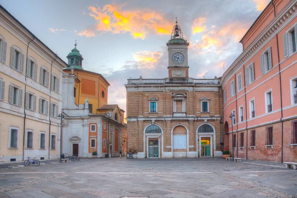 Salida Del Sol Vista Piazza Del Popolo Ciudad Italiana Ravenna — Foto de Stock