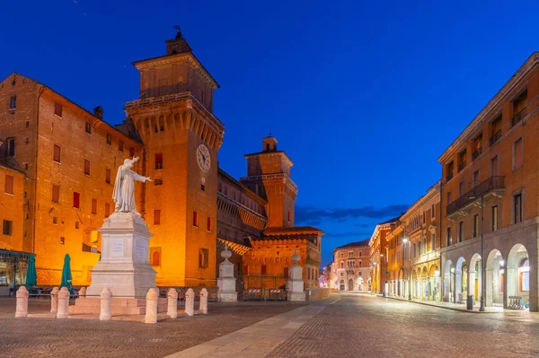 Vista Nascer Sol Castello Estense Cidade Italiana Ferrara — Fotografia de Stock