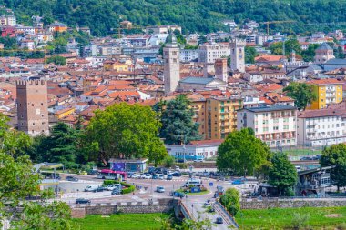 Eski İtalyan şehri Trento 'nun hava manzarası.