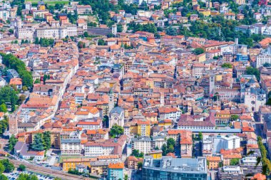 İtalyan şehri Trento 'nun hava manzarası.