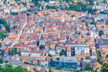 İtalyan şehri Trento 'nun hava manzarası.
