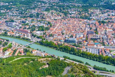 İtalyan şehri Trento 'nun hava manzarası.