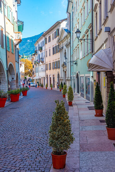 Historical houses in the old town of Trento in Italy.