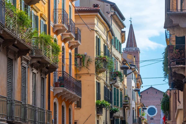 İtalya 'nın Verona kentindeki tarihi evler.