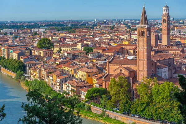Aerial View Italian City Verona Including Church Saint Anastasia Torre — Stock Photo, Image
