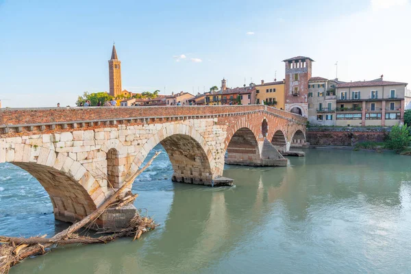 Ponte Pietra Köprü Verona Talya — Stok fotoğraf