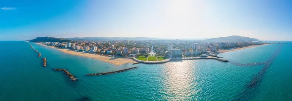 Sunset Aerial View Beach Italian Town Pesar — Stock Photo, Image