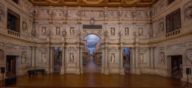 Vicenza, İtalya, 29 Ağustos 2021: İtalyan kenti Vicenza 'da Teatro Olimpico