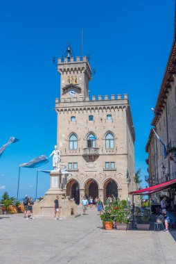 Citta di San Marino, San Marino, 2 Eylül 2021: The Palazzo Pubblico (Halk Sarayı) San Marino şehrinin belediye binasıdır...