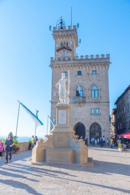 Citta di San Marino, San Marino, 1 Eylül 2021: The Palazzo Pubblico (Halk Sarayı) San Marino şehrinin belediye binasıdır..