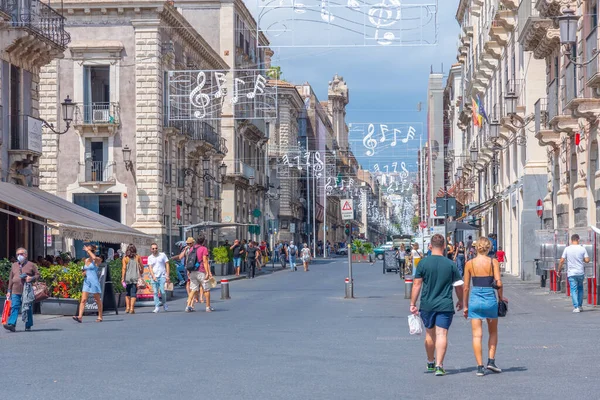 Zicht Etnea Straat Catania Sicilië Italië — Stockfoto
