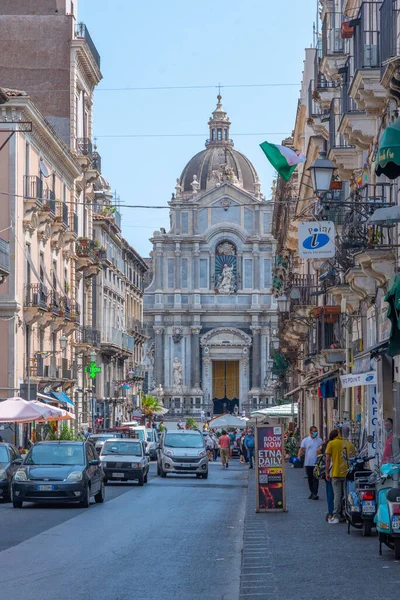 Catania Italië September 2021 Kerk Die Leidt Naar Kathedraal Van — Stockfoto