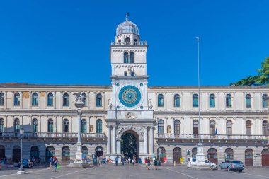 Padua, İtalya, 30 Ağustos 2021: Torre dell 'Orologio İtalyan kasabası Padua.