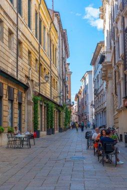 Vicenza, İtalya, 29 Ağustos 2021: İtalya 'nın Vicenza kentindeki tarihi evler.