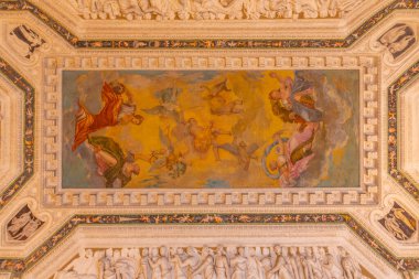 Vicenza, İtalya, 29 Ağustos 2021: İtalyan kenti Vicenza 'daki Villa la Rotonda' da freskler.
