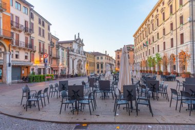 Vicenza, İtalya, 29 Ağustos 2021: Vicenza, İtalya 'da San Michele detta dei Servi kilisesi.