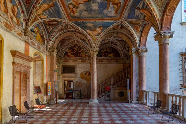 Trento Italy August 2021 Frescoes Arcade Castello Del Buonconsiglio Trento — стоковое фото