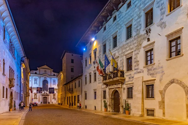 Trento Olaszország 2021 Augusztus Éjszakai Kilátás San Francesco Saverio Templomra — Stock Fotó
