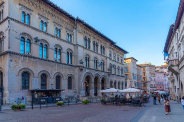 Perugia, İtalya, 1 Ekim 2021: Piazza Giacomo Matteotti İtalya 'nın eski Perugia kentinde.