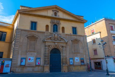 Pesaro, İtalya, 29 Eylül 2021: İtalyan kenti Pesaro 'da Rossini tiyatrosu.