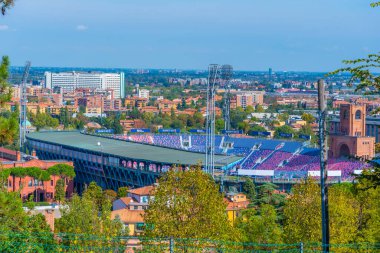 Bologna, İtalya, 22 Eylül 2021: Bologna, İtalya 'daki Renato Dall' Ara Stadyumu 'nun havadan görünüşü.