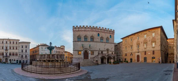 Perugia Olaszország 2021 Október Napkelte Palazzo Dei Priori Felett Olaszországi — Stock Fotó