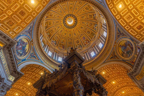 Roma Itália Outubro 2021 Teto Decorado Basílica São Pedro Vaticano — Fotografia de Stock